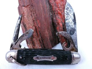 Vintage Hammer Brand Usa Kamp King 4 Blade Pocket Knife 3 3/8 "