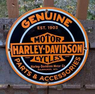 Vintage 1952 Harley Davidson Motorcycle Porcelain Gas Station Pump Sign