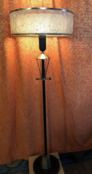 Vintage Mid Century Modern Atomic Floor Lamp Fiberglass Shade 2