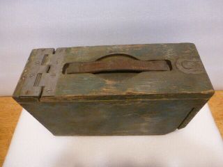 WW1 30 06 ammunition box / ammo can wood,  brass,  and leather great 2