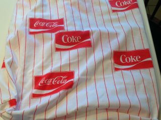 Vintage Coke Coca Cola Twin Fitted Bed Sheet Bibb Usa Red White 86 " X36 "