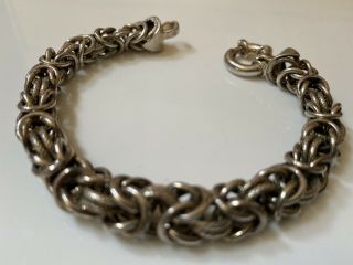 Heavy Vintage Hallmarked Solid Sterling Silver Fancy Chain Link Bracelet 28g - 8”