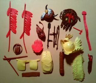 Vintage Western Cowboy & Indian Miniature Weapon & Gear Toys For Figure Doll