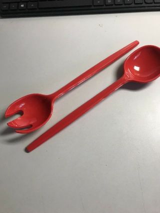 Vintage Plastic Made In Italy Salad Server Set 12 " (a1)