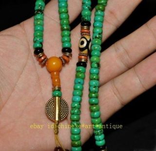 Tibet tibetan turquoise buddhist buddha prayer bead mala bracelet Dzi eye a01 3
