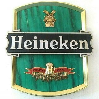 Vintage Green Imported Heineken Beer Wall Sign Embossed Bar Man Cave - 10 " X 11 "