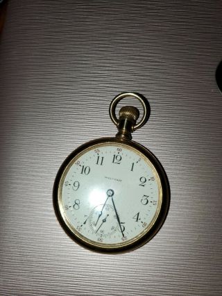 Antique Waltham Mass Open Face Pocket Watch Running 5000,  7j,  Gold,