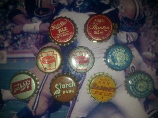 9 Vintage Beer Bottle Cap Crowns Cork Lined Tax Paid
