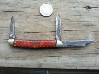 Vintage Kutmaster Purina Advertising Folding Pocket Knife Made in Utica NY USA 2