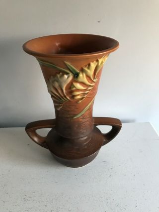 Vintage Roseville Freesia 124 - 9 Brown 9 " Vase