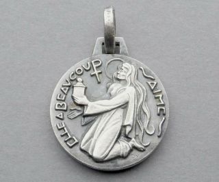 French,  Antique Religious Pendant.  Saint Mary Magdalene.  Medal By Py.