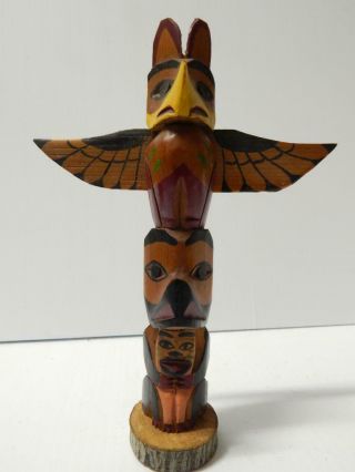 Vintage Model Totem Canada Nw Coast Indian Crvd Cedar Nanaimo B.  C.  By Stan Jones