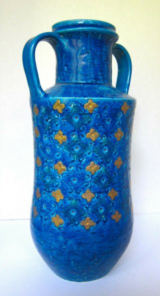 Rare Vintage Aldo Londi Rimini Blue Bitossi Vase 12” Tall 2
