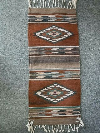 Wool Hand Woven Wall Hanging / Table Runner Southwest Style From Mexico