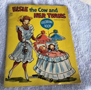 1957 Elsie The Cow And Her Twins Coloring Book Authorized Edition Delightful