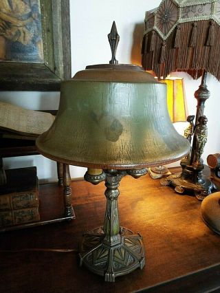 Antique Art Deco Table Lamp - Pairpoint - Reverse Painted Shade -