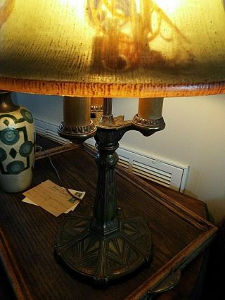 ANTIQUE ART DECO TABLE LAMP - PAIRPOINT - REVERSE PAINTED SHADE - 2
