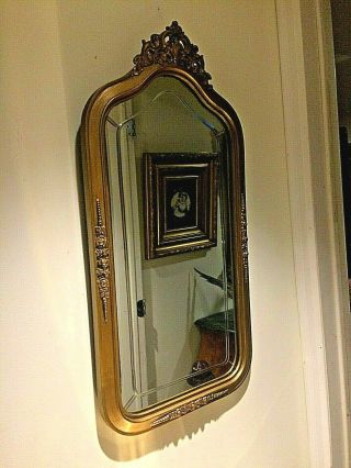 A Fabulous French Antique Gold Gilt Wood Frame Etched Mirror