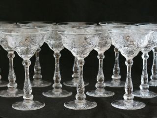 Antique Set 12 Stevens & Williams Crystal Art Nouveau Champagne Sherbets Glasses