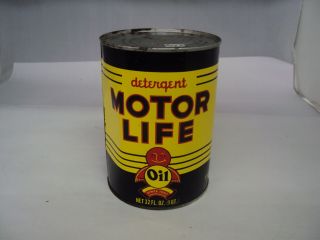 VINTAGE ADVERTISING GEAR LIFE ONE QUART OIL CAN FULL 503 - Z 3