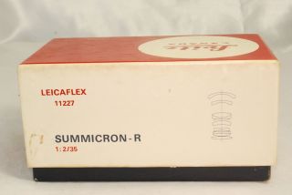 Leitz Wetzlar Leicaflex Summicron - R F2/ 35mm Vintage Lens Empty Box 11227 2