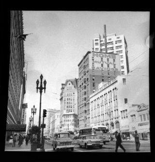 Vtg 1960 Photo Film Negative Street Scene San Francisco Calif Buildings Signs 1