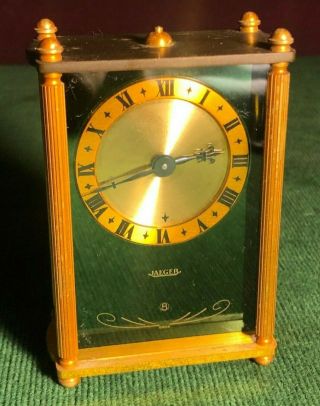 Vintage Jaeger " Lecoultre " 8 - Day Reuge Music Alarm Clock Black & Brass 59