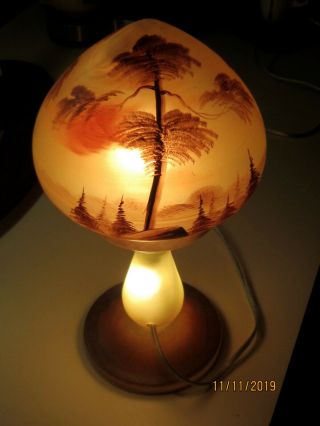 Vintage Antique Reverse Painted Daum Art Glass Lamp W/two Bulbs Shape