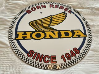 Vintage Honda Motor Company Porcelain Sign,  Dealer Service Station,  Gas Oil Auto