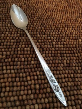 Oneida My Rose Stainless Glossy Floral Leaves Iced Tea Spoons 7.  5”