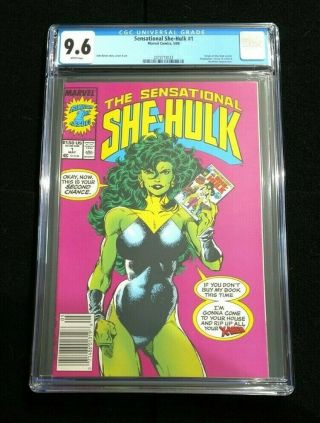 Sensational She Hulk 1 Cgc 9.  6 Nm,  John Byrne,  Marvel Comics 5/1989