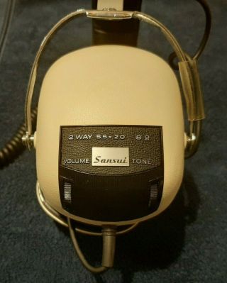 Vintage Sansui SS - 20 2 Way 8 Ohm Stereo Headphones Complete 3