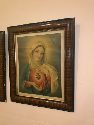 Vintage Framed Prints of Immaculate Heart of Mary & Sacred Heart of Jesus 2