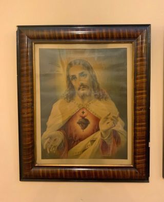 Vintage Framed Prints of Immaculate Heart of Mary & Sacred Heart of Jesus 3
