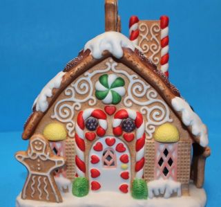 Euc Partylite Ceramic Tealight Christmas Gingerbread House P7304 Retired