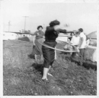 Get It Girl - Neighborhood Hula Hoop Champ Woman In Motion Vtg 1950s Photo 160