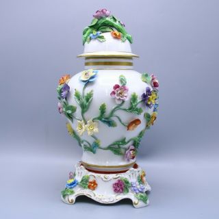 Antique Rare German Dresden Porcelain Vase Flowers Plants Figurine Home Decor