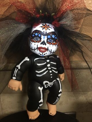 Day Of The Dead Baby Doll Sugar Skull Mexican Folk Art Dia De Los Muertos.