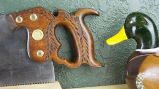 Vintage Disston No.  112,  8 Point Cc Saw,  Apple Handle,  Brass Screws,  1896 - 1917