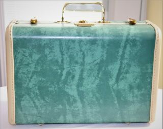 Vintage Samsonite Carry - On Make - Up Case,  Train Suit Case,  Marbled Green