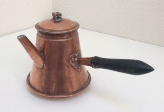 Antique French Hammered Copper Chocolate/coffee Pot Signed Mora Dovetail Seams