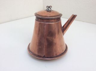 Antique French Hammered Copper Chocolate/Coffee Pot Signed Mora Dovetail Seams 2