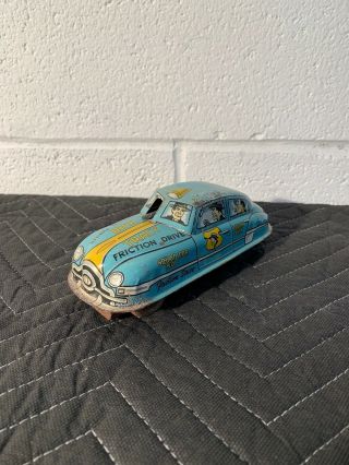 Rare Vintage Marx Toys Dick Tracy Friction Drive Tin Police Car Blue