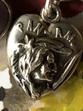 Vintage Sterling Silver Repousse Pan Am Native Heart Charm