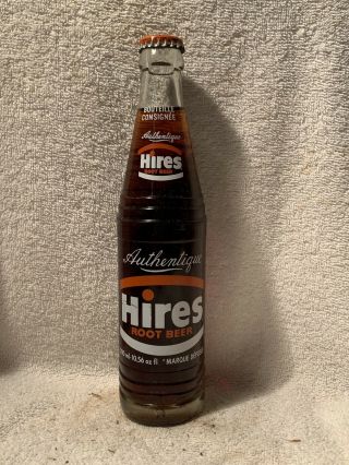 Rare Full 10.  56oz Hires Root Beer Acl Soda Bottle From Canada