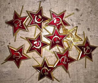 Ussr Soviet Army Red Star Hat Cap / Badge / Cockade / Enamel Pin Hammer & Sickle