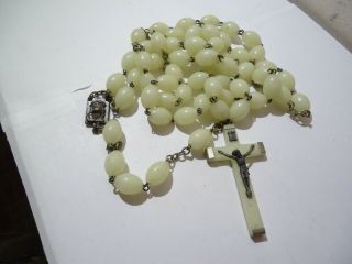 Mid Century Modern Glow In The Dark Wall Rosary Vintage Mcm 31 " Marked Italy