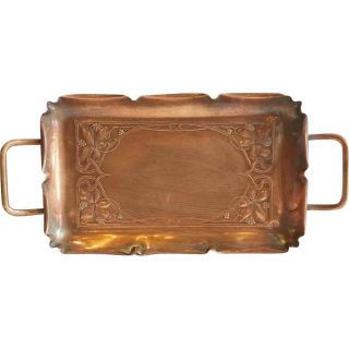 Antique German Wmf Art Nouveau Copper & Brass Two - Handle Tray C.  1910