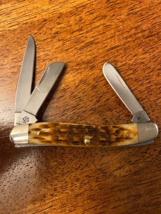 2003 Case Xx 6318 Ss Amber Peach Seed Jigged Bone Stockman Pocket Knife