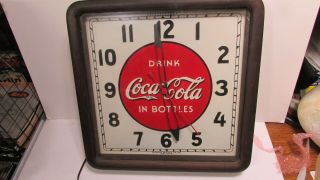 Vintage Authentic Coca - Cola Advertising Clock 1939 Metal & Wood Runs